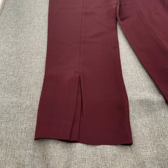 Katherine Kelly Cranberry Red Satin Dressy Pants Pleated‎ Hem Size 10 Lined - Picture 10 of 14